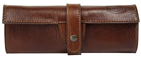 piké Stiftrolle Echt Leder Damen 019012 Made in Italy | edel glänzende Schreibmappe | kompakte Stiftetasche mit Druckknopf