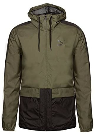 Puma Classics Archive Logo Windbreaker Zip Up Green Mens Jacket 573316 14