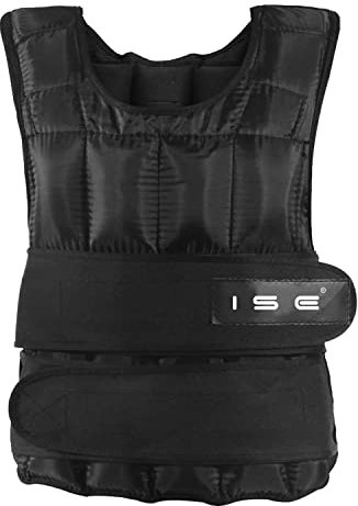 ISE 5,10,15,20,25,30 kg verstellbare Gewichtsweste Warnwesten für Gewich Training Krafttraining Übung (20, Kilogramm)