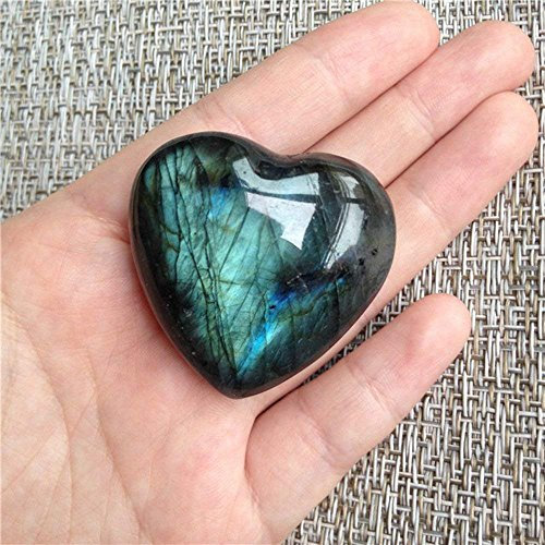 Mondstein Kristall Labradorit Palm Stein Heilung Quarz Edelstein Worry Stone Herzform für Schmuck Machen Sorgen Stein Therapie glatt