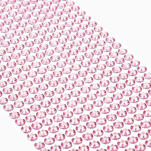 Movoja Rosane Strasssteine - runde Glitzersteine 504 Stück 6 mm selbstklebend zum Verzieren und Basteln | Schmucksteine zum aufkleben | Steinchen Dekosteine Bastelsteine Rosa