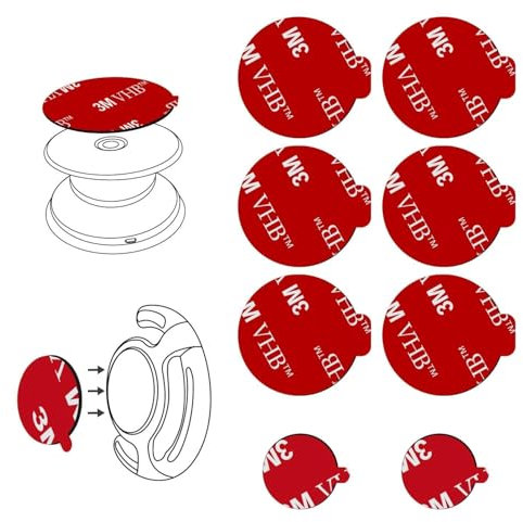 volport 3M Klebepads für Pop Socket Doppelseitig Extra Stark Hitzebeständig für Pops Base Mount Handy Griff, 3M VHB Tape Selbstklebend für Swappable Grip Handyhalterung Autohalter 8 Stück, Rund