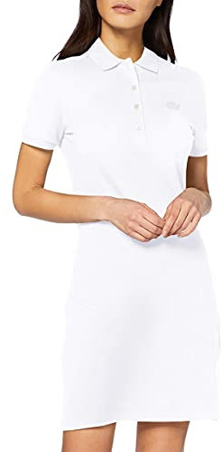 Lacoste Robe Slim Fit Femme, Blanc, 34