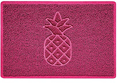 Nicoman Pineapple Embossed Shape Door Mat Dirt-Trapper Jet-Washable Doormat-(Use Indoor or Sheltered Outdoor)- (60x40cm/23.6x15.7inches, Small) Pink