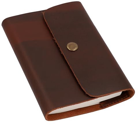 Gusti Buch Leder - Virginia Notizbuch Skizzenbuch Tagebuch Reisetagebuch Seiten nachfüllbar DIN C6 Braun Leder (C6, Braun)