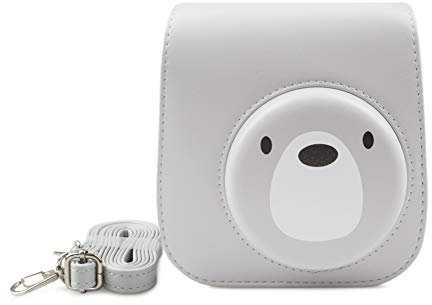 MUZIRI KINOKOO Fuji Mini 12/11 Tasche, Schutzhülle für Fujifilm Mini 12/11, Bär-Muster Tragetasche, PU Leder Hülle mit Fotoaufklebern (Bär)