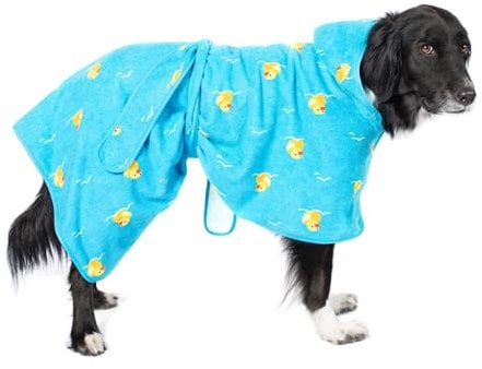 BarkBox Dog Bathrobe Towel - Lightweight, Super Cute Fast Drying Bathrobe for Dogs - Ducky (Large)