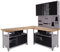 Ondis24 Werkstatt Set Ecklösung Classic One, Werkbank, 120 + 60 cm Buchenholzarbeitsplatte, Werkzeugschrank, Werkzeugwand Lochwand, Haken Set, Metall (Arbeitshöhe 85cm, schwarz)