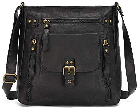 KL928 Tasche Damen Umhängetasche kleine Handtaschen Schultertasche Damentasche Damenhandtasche mittelgroß handtasche Lederhandtaschen Geldbörse PU Leder für frauen oder Mädchen (B black)