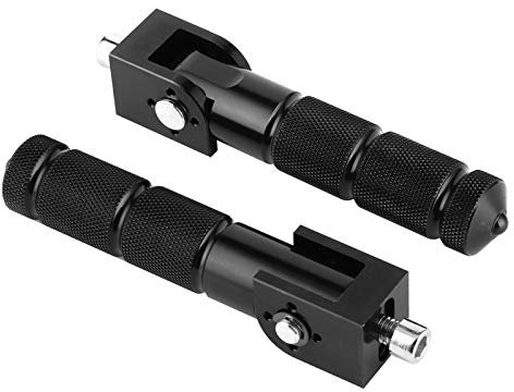 Aramox Repose-Pied de Moto, 2 pièces pédales universelles en Aluminium pour Voiture électrique de Moto 8 MM Tige de Support Pliante à 90 degrés(Noir)