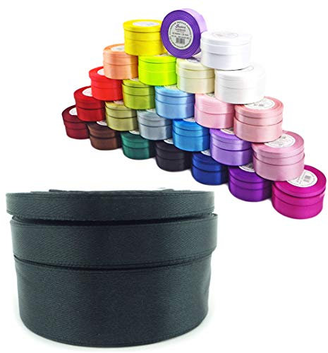 Satinband Schleifenband Dekoband Band Bastelband Geschenkband Nähband Zierband Satin Schwarz 12mm (Schwarz, 12)