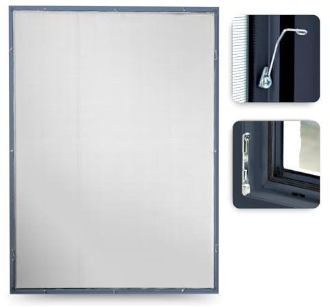 Rollmayer Fliegengitter Alurahmen Fliegenschutz Insektenschutz Braun, Anthrazit oder Weiß als Selbstbausatz (Anthrazit - 100 x 120 cm - BxH)