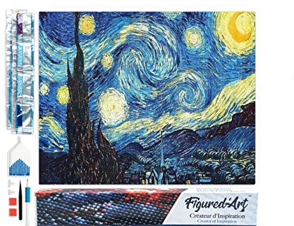 Figured'Art Diamond Painting Erwachsene 40x50cm Ganze Leinwand gerollt Sternenklare Nacht 5D Bilder Eckige Steine - DIY Set Basteln
