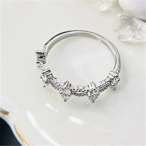DJMJHG Hochzeit Spitze Perlen Damen Diamantring Zirkon Weißgold Kleine Ringe Silber Verlobungsring Kreativ Modeschmuck 8