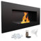KRATKI Delta 2 Bio-Ethanol-Kamin + Kieselsteine + Trichter + Aromatherapie-Set | Wand- oder Nischeneinbau l Verglasung, Biocontainer 0,5 l, TÜV | Stahl, 40 x 90 cm, Schwarz
