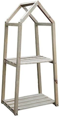 Spetebo Scaffale per fiori in legno naturale – 76 x 36 cm – scala per piante con 2 ripiani – decorazione fiori piante supporto per scale