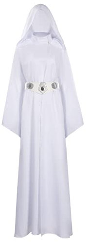 YANVS Prinzessin Leia Kostüm Damen Weißes Kleid Langes Cosplay Prinzessin Leia Kleid für Halloween Outfit