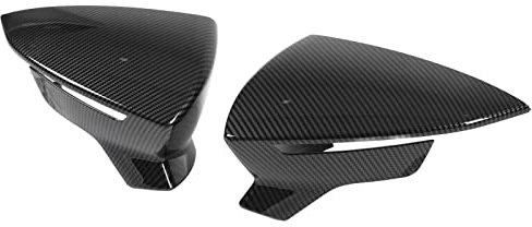 Par de Cubiertas Protectoras para Espejo Retrovisor de Coche, Repuesto Izquierdo Y Derecho para SEAT Leon Mk3 5F ST FR Cupra 2013-2019 (negro Brillante), Espejo de Coche(Estilo de fibra de carbono)