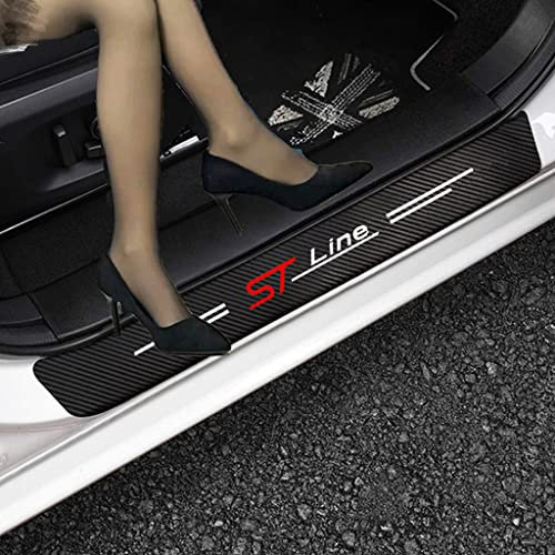 4 Stück ST Line Auto Einstiegsleisten Schutzfolie Kohlefaser Türschweller Aufkleber für Ford Focus Escape Ecosport Kuga F150 Auto Tür Schritt Platte Abdeckung Lackschutzfolie Red ST-Line