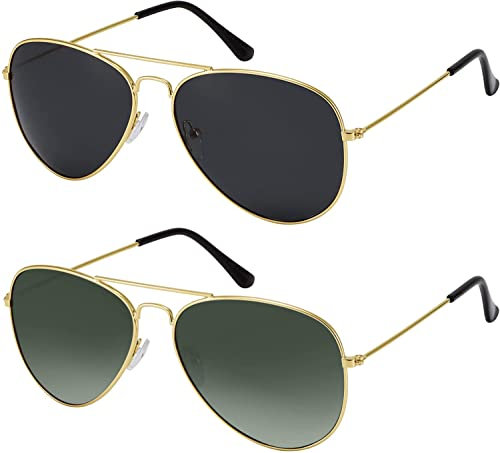 La Optica B.L.M. Sonnenbrille Herren Damen Pilotenbrille Sunglasses Fliegerbrille Retro - Gold Grau Grün Verlauf