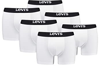 Levi's Herren Men's Solid Basic Boxers (6 Pack) Boxer Shorts, Farbe:White/Black, Bekleidungsgröße:S