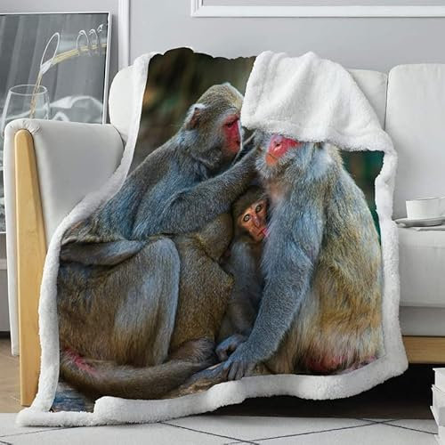 loyaltyer Kuscheldecke Gelber AFFE Decke Furry Weiche Warme Flauschige Geschenk für Junge Mädchen Sherpa Decke als Reisedecke Sofadecke Couchdecke Bettdecke (70 x 100 cm)