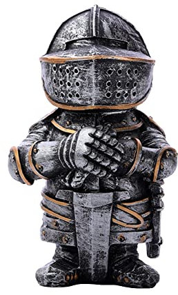 Zhongkaihua Mittelalter Ritter in Rüstung Figur Zwerg Guard Harz Ritter Figur Ritter mit Schild/Axt/Speer Gartendekoration 12 cm