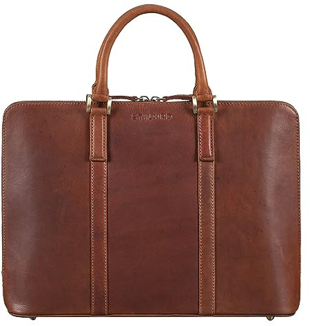 STILORD 'Clover' Borsa da Lavoro in Pelle Donna Borsa per Laptop Vintage Borsa per documenti da 13,3 pollici DIN A4 Cartella per conferenze Vera Cuoio, Colore:porto - cognac