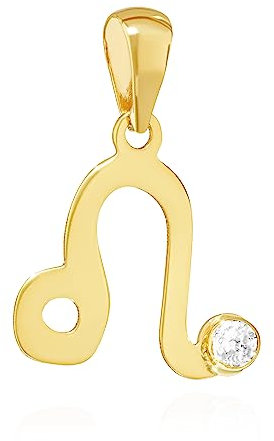 NKlaus Kettenanhänger Sternzeichen Löwe 333 Gelb Gold 8 Kt Zirkonia Weiß Talisman 14507