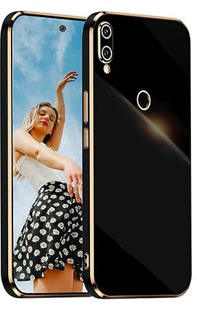 Kaywzo Hülle für Huawei P Smart Z,TPU Galvanisiertes Stoßfeste Handyhülle,Glänzend Spiegel Kratzfeste Schutzhülle,Ultra Dünn Silikon Cover Case,Schwarz