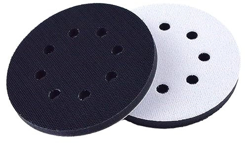 2Pcs Soft Sponge Interface Pad, 125mm 8 Holes Hook & Loop Soft Pad Sanding Pad for Sander Replacement, 5 inch Diameter Cushion Pad, Sanding Pads for Impact Resistant Noise Reduction Protect Polisher