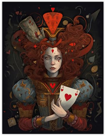 Artery8 Alice In Wonderland Queen of Hearts Whimsical Magical Adventure Painting Extra Large XL Wall Art Poster Print