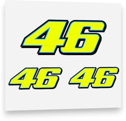 Generisch Valentino Rossi Aufkleber gelb fluoreszierend NEON 46 Vinyl Abziehbild (1 x15cm & 2 x 10cm) Sticker