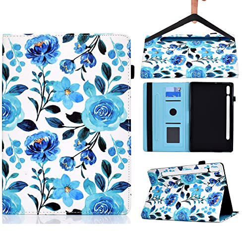 CASAFUNY Case for Lenovo Tab P12 12.7 Inch 2023 PU Leather Protective Tablet Cover with Auto Sleep/Wake and Stylus Holder for Lenovo Tab P12 2023, Blue Pink