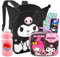 Kuromi Rucksack und Brotdosen-Set f r M dchen Paket mit 40,6 cm Kuromi-Rucksack, Lunchtasche, Wasserflasche, Aufklebern, mehr | Hello Kitty und Freunde Rucksack-Set