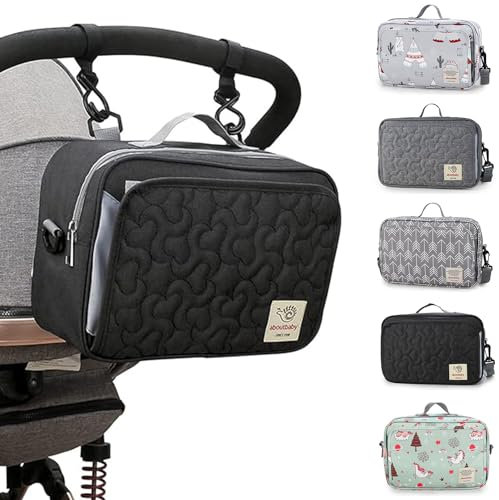 Hooolee Kinderwagen Organizer, Universal Kinderwagentasche Kinderwagen Zubehör mit Schultergurt Tragbar Buggy Tasche Große Kapazität für Windeln, Spielzeug, Handys und Andere Babysachen