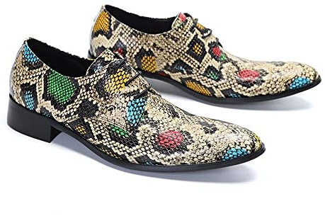 ZZveZZ Bunte Lace-up Der Herren Lässig Gedruckt Lederschuhe (Color : Multi-Colored, Size : 42 EU)