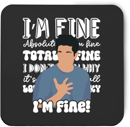 Hippowarehouse Ross i'm Fine printed coaster gloss finish durable backing 9cm x 9cm 2 pack