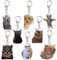 Ohjijinn 8 x Katzen-Schlüsselanhänger, niedliche Katze, Meme-Schlüsselanhänger, zwei sprechende Katzen, Kawaii-Anhänger, lustiges Geschenk für Freunde, Mehrfarbig/Meereswellen (Ocean Tides),