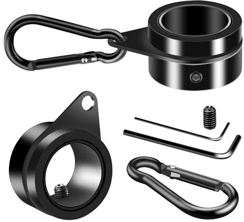 BONWIN Fahnenmast-Ringe, 2,5 cm drehbarer Fahnenmast-Ring-Clips, 2 Stück Aluminiumlegierung und Stahl, um 360° drehbar, Anti-Wrap-Flaggenbefestigungsringe mit Schnapp-Karabinern für Fahnenmast mit 1,9