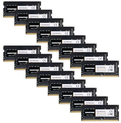 【DDR4 RAM Laptop Only】GIGASTONE 128GB Kit (16x8GB) DDR4 2666MHz (2400MHz or 2133MHz) PC4-21300 (PC4-19200/17000) CL19 1.2V SODIMM 260 Pin Unbuffered Non ECC High Performance Notebook Memory Upgrade