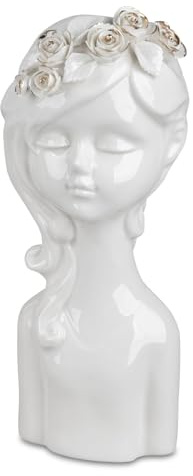 formano Deko Figur Mädchen als Blumenvase 28cm Weiße Keramik Blumenvase Skulptur Mädchenfigur Dekovase Tischdeko