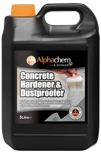 CROMAR AlphaChem Concrete Hardener & Dustproofer | High-Performance Surface Sealer for Concrete Floors | Quick Drying | Interior & Exterior Concrete Hardener and Dustproofer | Clear - 5L