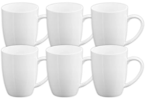 Wilmax - Teetassen & Kaffeetassen - 6er Set - 460ml - Kaffeebecher Porzellan - Becherset - Tasse für Tee, Kaffee, Cappuccino - Porzellantassen mit Griffen - Weiß