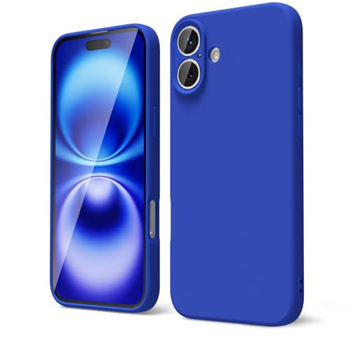 oakxco for iPhone 16 Case Liquid Silicone, Fluorescent Bright Solid Color, Soft Rubber Gel Elegant Aesthetic Cover, Thin Slim TPU Matte Plain Smooth Case for Women Girl Cute, Royal Blue