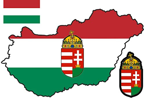 Daged Ungarn Flagge + Wappen Aufkleber Karte Sticker-Bogen - 160 x 230 mm - PKW Auto Fahne Flagge Decal S1