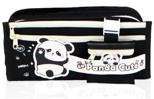Panda Federmäppchen,Federmäppchen Panda Mäppchen Groß,Niedliches Panda Stiftetasche Abnehmbares Stifteetui mit Reißverschluss, Schreibwaren für Schüler Schule Bürobedarf,(Panda Schwarz, 22x10x7cm)