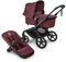 Bugaboo Fox 5 Renew, 2-in-1 Kinderwagen für jedes Gelände, mit Liegewanne und ausziehbarem Kleinkindsitz, praktische Ein-Hand Faltung, Fahrgestell in Schwarz und Sonnendach in Dark Cherry