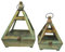 Set de 2 Mini serres d'intérieur Pyramide en Bois Gris et Verre