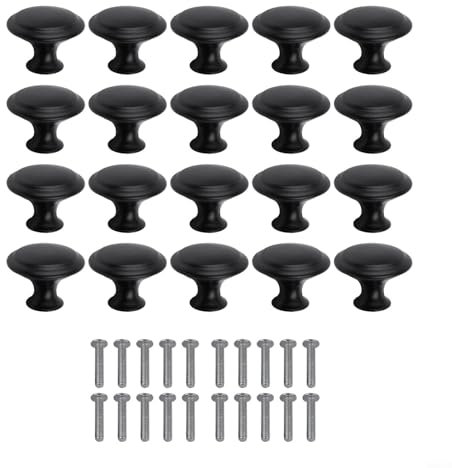 Niceminiwall Schrankgriffe aus Edelstahl, runde Knöpfe für Küchenschrank, Schubladen, 27 mm Durchmesser, 20 Stück